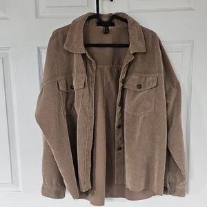 Forever 21 Women's Tan Corduroy Jacket Button-Front Shacket Pockets Small